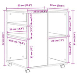 Rolling Cabinet Grey Sonoma Engineered Wood Standard Rollable 815970