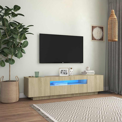 TV Cabinet with LED Lights Sonoma Oak 160x35x40 cm 804430