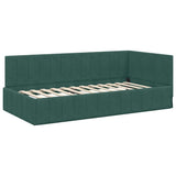 Corner Bed Frame Dark Green 100 cm x 200 cm Velvet 42016319