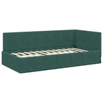 Corner Bed Frame with Headboard Dark green 100 x 200 cm Velvet 42016319