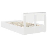 Bed Frame with Shelf Manual White 135 x 190 cm Engineered Wood 3408375