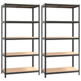 5-Layer Heavy-duty Shelves 2 pcs Grey Steel&Engineered Wood 3154204