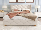 Upholstered bed,Single Bed-3ft ,With slatted frame and headboard, Button Rivet N606P243925B