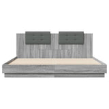 Bed Frame with LED without Mattress Grey Sonoma 200x200 cm 3209987