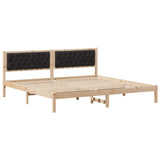 Bed Frame with Headboard Black 200 x 200 cm Solid Pine Wood 3394235