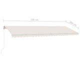 ZNTS Manual Retractable Awning with LED 500x300 cm Cream 3069582