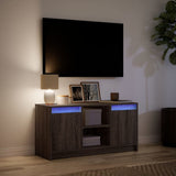 TV Cabinet with LED Brown Oak 100x34x50 cm Engineered Wood 852193