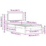 Bed Frame with Upholstered Headboard Light Grey 75 x 190 cm 877953