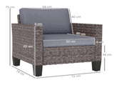 Single Rattan Armchair, with Cushions - Mixed Grey T3398P311632