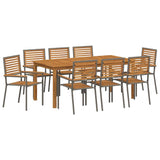 Garden Dining Set 9 pcs Grey Solid Acacia Wood 3365545