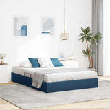 Storage Bed with Mattress with Storage Blue 140 x 190 cm Fabric 3370015