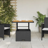 Garden Table Black 80x80x71 cm Poly Rattan and Acacia Wood 368269