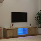 TV Cabinet with LED Lights Smoked Oak 140x40x36 cm 822681