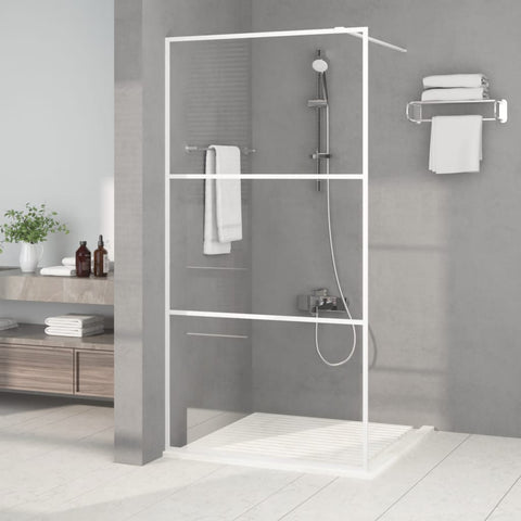 Walk-in Shower Wall White 100x195 cm Clear ESG Glass 152122
