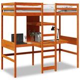 Loft Bed Frame without Mattress Wax Brown 75x190cm Solid Wood Pine 3308552