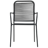 Dining Set Black Cotton Rope, Powder-Coated Steel, Tempered Glass 3058281