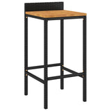 Bar Stools 2 pcs Black Poly Rattan and Solid Wood Acacia 362602