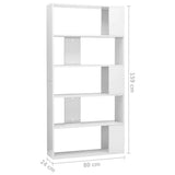 Book Cabinet High gloss white Engineered wood 80cm x 24cm x 159cm 800105