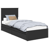 Storage Bed with Headboard Black 75 x 190 cm Engineered Wood 3410848
