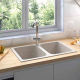 Kitchen Sink Beige 76 x 48 x 30 cm Granite 147083