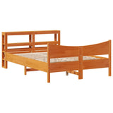 Bed Frame with Headboard Wax Brown 140x190 cm Solid Wood Pine 3306317