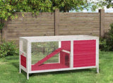 Rabbit Hutch Red 103x44x69.5 cm Solid Wood Pine 172299