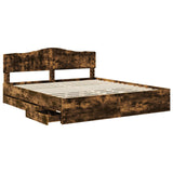 Bed Frame with Drawer Smoked Oak 180 x 200 cm Engineer Wood 3412981