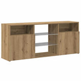 TV Cabinet with LED Lights Artisian Oak 120x30x50 cm Engineered Wood 856352