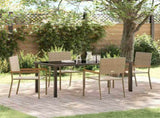 Garden Dining Set with Cushion 5 pcs Beige Poly Rattan 3379719