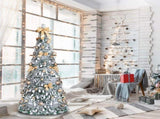 6 FT Snow Flocked Pre-lit Artificial Pop Up Christmas Tree with 100 Warm Lights and Golden Ornaments 48293641