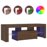 TV Cabinet with LED Lights Brown Oak 120x35x40 cm 815668