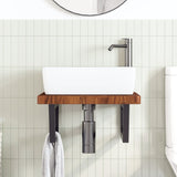 Basin Shelf Wall Mounted Steel and Solid Wood Oak 3302415