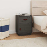 Bedside Cabinet Grey 40x34x55 cm Solid Wood Pine 818309