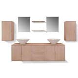 Nine Piece Bathroom Furniture and Basin Set Beige 272230