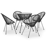 5 Piece Outdoor Dining Set PVC Rattan Black 3060280
