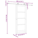 Sliding Door White 83 x 202 cm Solid Pine Wood 3445479