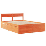 Bed with Drawers and Mattress Wax Brown 120x190 cm Small Double Solid Wood Pine 3281918