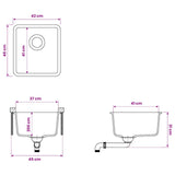 Kitchen Sink Single Basin Granite 42 x 46 x 31 cm Graphite 42053754