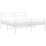 Metal Bed Frame without Mattress with Footboard White 120x200cm 372342