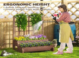 2-Tier Garden Bed with Trellis, Wooden Elevated Planter Box with Drainage Holes, Outdoor T3398P325340