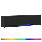 TV Cabinet with LED Black 165 x 34 x 40 cm Engineered Wood 3418717