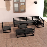 9 Piece Garden Lounge Set Black Solid Pinewood 3075633