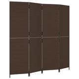 Room Divider 4 Panels Brown Poly Rattan 365345