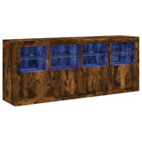 Sideboard with LED Lights Smoked Oak 163x37x67 cm 3209076