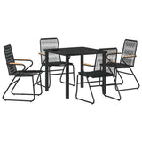Garden Dining Set 5 pcs Black Powder-Coated Steel 3379171