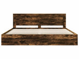 Bed Frame Smoked Oak 200 x 200 cm Solid Pine Wood 3410052