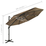 4-Tier Garden Parasol with Aluminium Pole Taupe 3x3 m 313831