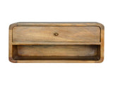 Solid Wood Floating Curve Open Slot Bedside, 1 Drawer and Open Shelf, Brown B2743P402929