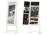 Free Standing LED Mirrored Jewelry Cabinet Armoire Floor Organiser W/ 3 Angle Adjustable For Rings T3398P343618