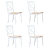 5 Piece Dining Set Solid Rubber Wood White and Brown 276870